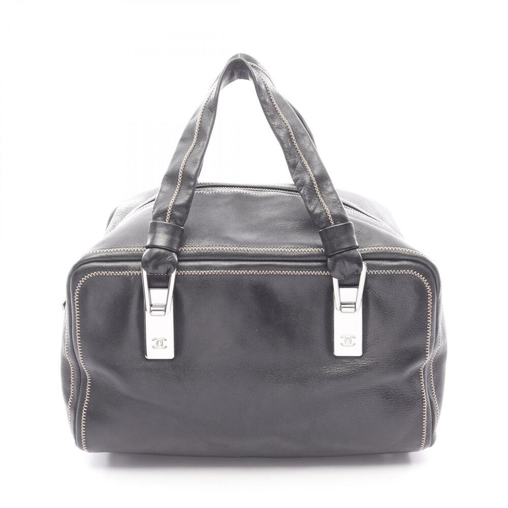 Chanel Coco Mark Handbag Lambskin Leather Black
